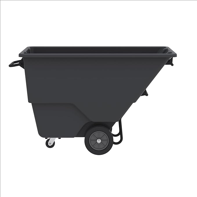 Akro-Mils 77410BLACK Akro-Tilt Heavy-Duty 1.0 Cubic Yard Plastic Truck Utility Cart, Loads up to 600 lbs., 200 Gallon Capacity, Black
