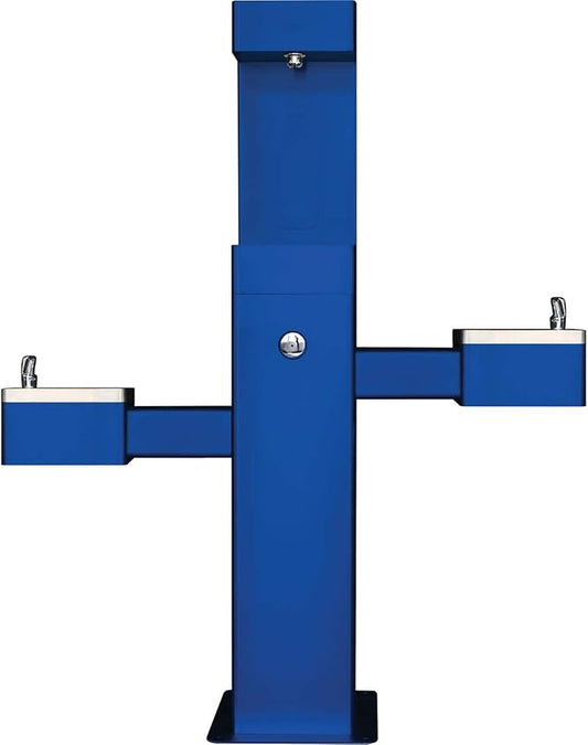 Global Industrial Outdoor Bottle Filling Station & Bi-Level Drinking Fountain, Blue Powder Coat