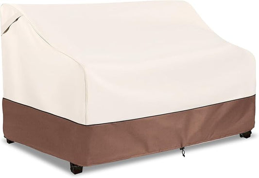 okcool Heavy Duty Patio Sofa Cover, 100% Waterproof 3-Seater Outdoor Sofa Cover Fits up to 85W x 38D x 35H Inches, Lawn Patio Furniture Covers,Beige & Brown