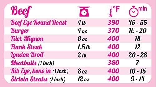 Must-Have Air Fryer Accessories Air Fryer Cooking Times All-In-One Magnet Accurate Instant Guide Big Text Easy To Read Healthy Handy Quick Cheat Sheet Chart 8”x11” Kitchen Gift Recipe Cookbooks - Pink