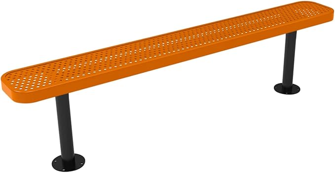 COATEDOUTDOORFURNITURE Coated Outdoor Furniture Heavy-Duty Outdoor Bench Thermoplastic Coated, Punched Steel, Commercial-Grade Seating, Made in America (Surface Without Back, 6 Ft, Orange)