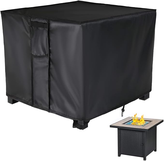Fire Pit Cover,30 Inch Square Firepit Covers 30x30 for Outdoor Gas Fireplace,Fire Pit Table Covers Square - 30x30x25 Inch