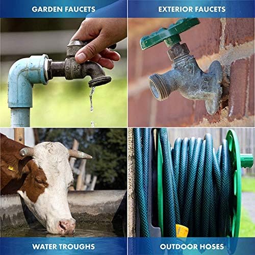 Freeze Miser Outdoor Faucet & Spigot Freeze Protection – Patented Valve Shield, Activates at Water Temperature Below 37°F/3°C – Durable Winter Cover Alternative – Quick Install, Saves Water – 2 Pack