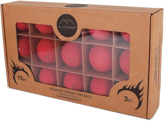 Ceramic Fire Balls - Uniform 3" Lava Rock for Fire Pits - Propane & Gas Fire Pits and Fireplace - Ceramic Spheres for Outdoor and Indoor Use - Natural Lava Stones (30 Pack, Red)