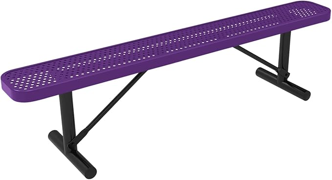 COATEDOUTDOORFURNITURE Coated Outdoor Furniture Heavy-Duty Portable Outdoor Bench Thermoplastic Coated, Punched Steel, Commercial-Grade Seating, Made in America (Portable Without Back, 6 Ft, Purple)