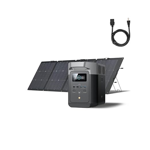 EF ECOFLOW Solar Generator DELTA 2 with 220W Solar Panel, LiFePO4 Battery,1800W AC/100W USB-C Output, Portable Power Station for Home Backup Power, Camping & RVs (AC Cable Included)