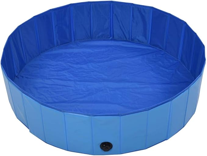 Foldable Dog Swimming Pool, Foldable Pet Swimming Pool, Portable Dog Pool, Bath Pool Collapsible Dog Pet Pool Bathing Tub, 47.2"x11.8" PVC Blue