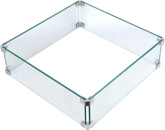 Fire Pit Wind Guard, 23.5 Inch Glass Wind Guard for Fire Pit Round Table, Made of Clear Tempered Glass, Set with Assembly Instructions, Easy to Install