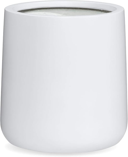 15.3"H x 15"D Conico Fiberstone Round Planter - Christmas Tree Planter, Smooth Finishes, Weather Resistant for Indoor and Outdoor Use, Included 2 Extra Coco Mats (White, 11.7" Pot Opening)