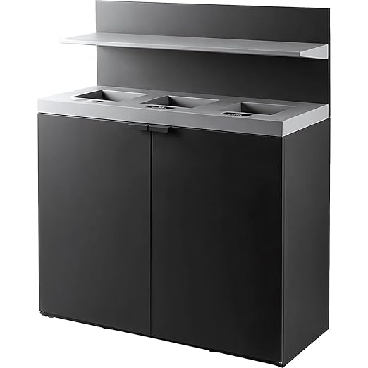 Zedfire 3-Stream Dark Gray Steel Garbage Recycling Station with Tray Holder 86 Gallon for Kitchen, Commercial Decorative Compost Bin