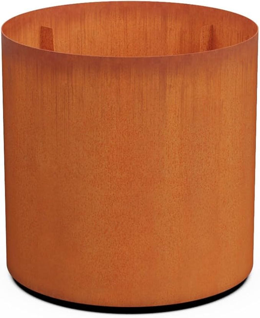 Plantercraft Large Round Corten Steel Planters for Outdoor Plants - 30x30 Inch Extra Large Outdoor Planter for Modern Patio, Deck, and Garden Landscapes