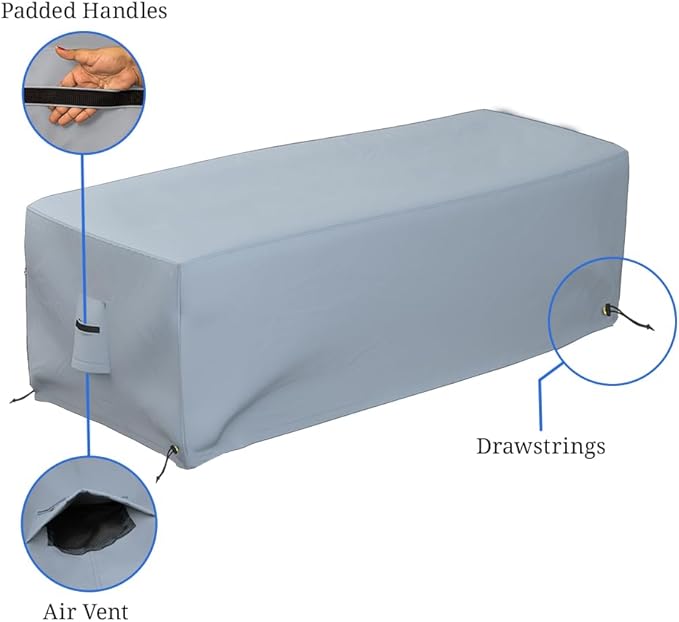 Covers & all Outdoor Rectangular Fire Pit Cover, Rectangle Heavy Duty18 Oz Waterproof UV & Weather Resistant, for Patio Lawn Garden Outside, Air Vents & Drawstrings (38"L x 28"W x 17"H, Gray)