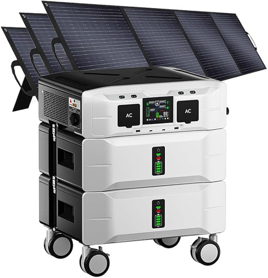 IEE SP5000 Portable Power Station & Solar Generator with 3×200W Panels Included,5000W (Peak 9000W) 5120Wh EV-Grade LFP Batteries,120/240V Dual Voltage,3500W 1.6H Fast Charge,APP&EPS for Home Backup.