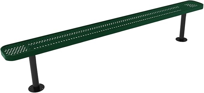 COATEDOUTDOORFURNITURE Coated Outdoor Furniture Heavy-Duty Outdoor Bench Thermoplastic Coated, Punched Steel, Commercial-Grade Seating, Made in America (Surface Without Back, 8 Ft, Green)