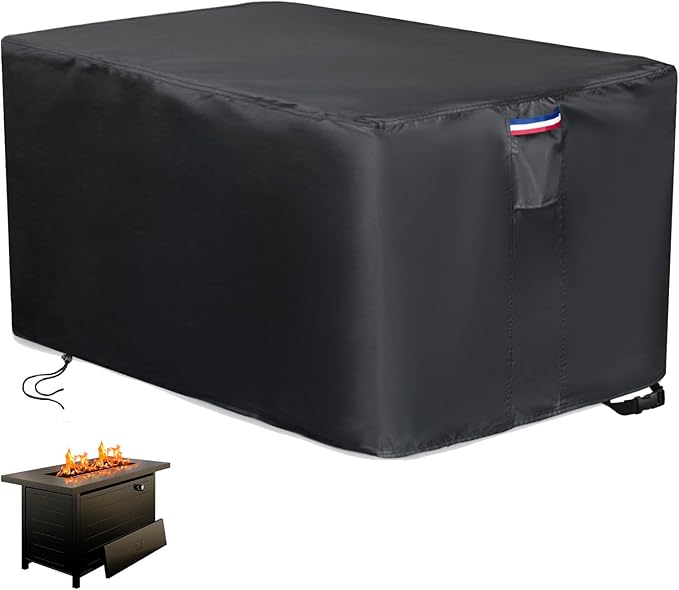 Fire Pit Cover Rectangular,600D Outdoor Furniture Covers Waterproof For Patio Tables,43" Propane Gas Firepit Table Cover For Rectangle Fireplace,43"L x 25"W x 25"H