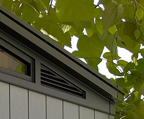 Keter Artisan 7 x 7 Foot Large Modern Design Outdoor Shed with Floor for Outdoor Furniture, Lawn Equipment, Bikes, and Gardening Tools, Gray