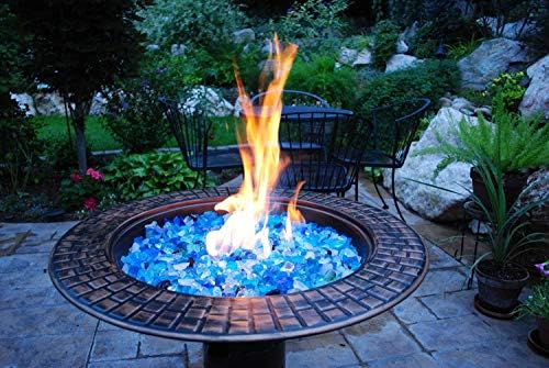 Hiland RGLASS-OB Propane Gas Fire Pit Glass in Ocean Blue, Extreme Tempature Rating, Good for Propane or Natural Gas, 10 Pounds