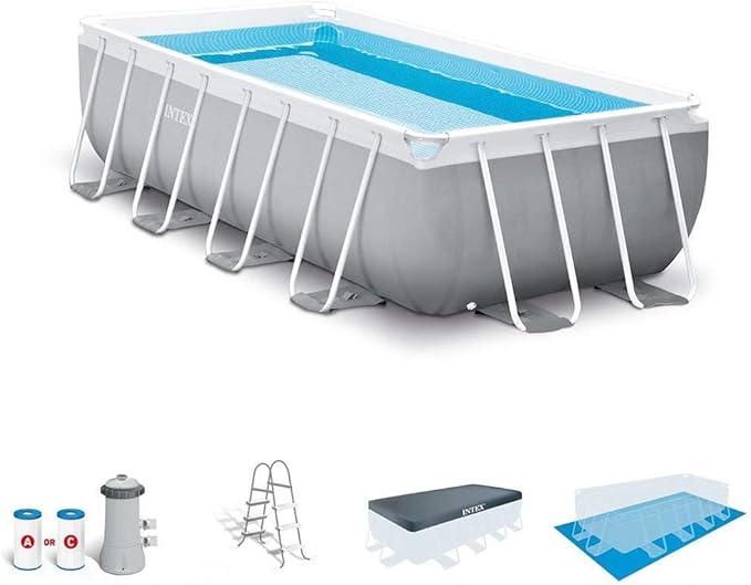 Intex 16ft x 3.5ft Above Ground Rectangular Frame Swimming Pool Set & Skimmer