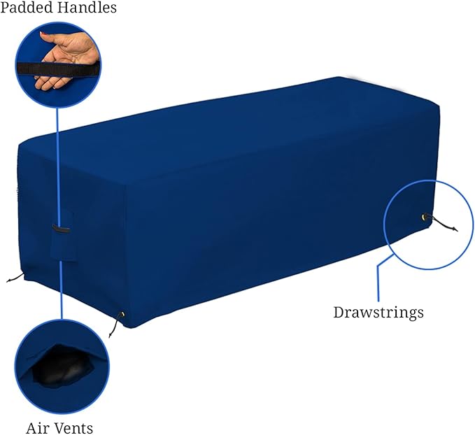 Covers & all Outdoor Rectangular Fire Pit Cover, Rectangle Heavy Duty18 Oz Waterproof UV & Weather Resistant, for Patio Lawn Garden Outside, Air Vents & Drawstrings (38"L x 28"W x 17"H, Blue)