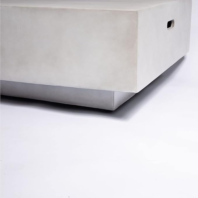 60" Firepit Table for Outside, 50,000 BTU Large Rectangular Concrete Outdoor Firepit Tables, Laval Rocks, Side Handles, Fits 20lb Tank Outside, Grey