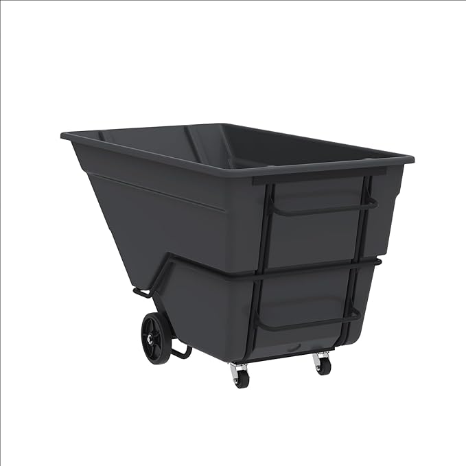 Akro-Mils 77810BLACK Akro-Tilt Heavy-Duty 2.0 Cubic Yard Plastic Truck Utility Cart, Loads up to 2000 lbs., 400 Gallon Capacity, Black