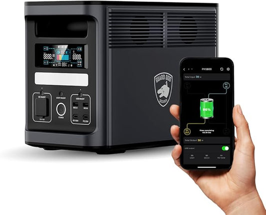 Power Hound Solar Generator, Portable Generator, Power Station Hound EP1800W 1536Wh Expandable Battery Bank, Fast AC Recharge, LiFePO4, UPS Backup, App-Controlled (Power Hound 1800W)