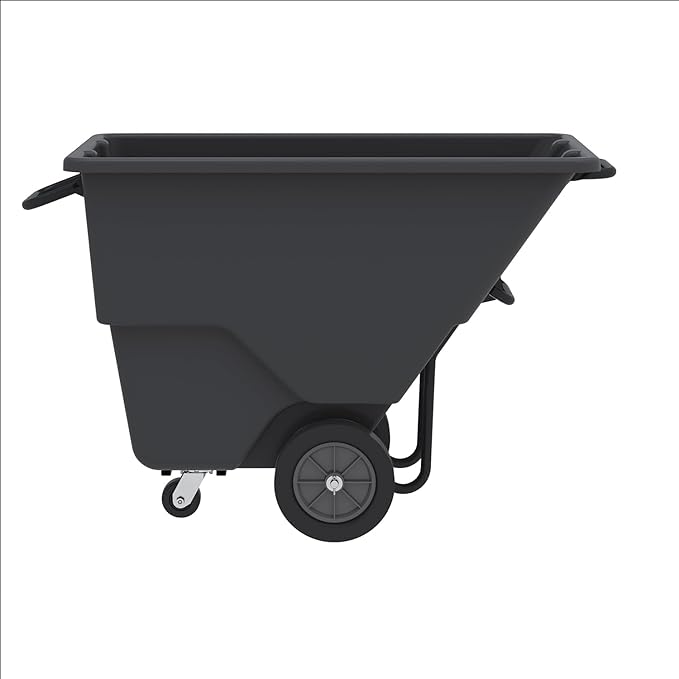 Akro-Mils 77405BLACK Akro-Tilt Heavy-Duty 0.5 Cubic Yard Plastic Truck Utility Cart, Loads up to 600 lbs., 100 Gallon Capacity, Black