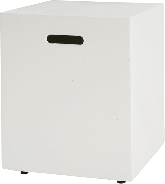 Propane Tank Cover Table for Fire Pits, 20 LB MGO Propane Tank Holder with Side Handles, Outdoor Tank Storage Side Table for Patio, Gas Griddle, White