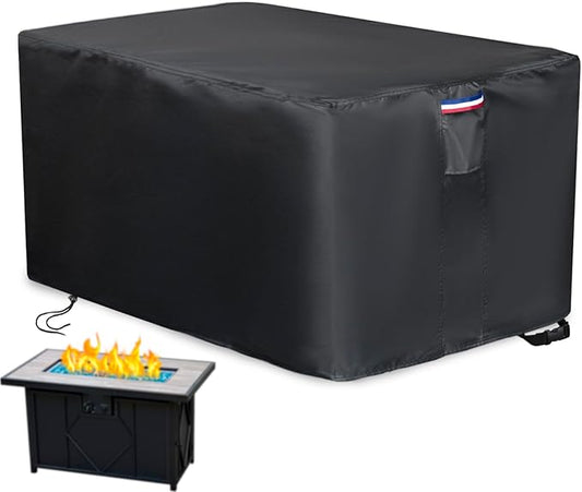 Fire Pit Cover Rectangular,600D Heavy Duty Table Cover Fits for 40-42 Inch Propane Gas Fire Pits and Outdoor Patio Furniture,Waterproof Windproof Rectangle Firepit Cover- 42"L x 24"W x 24"H
