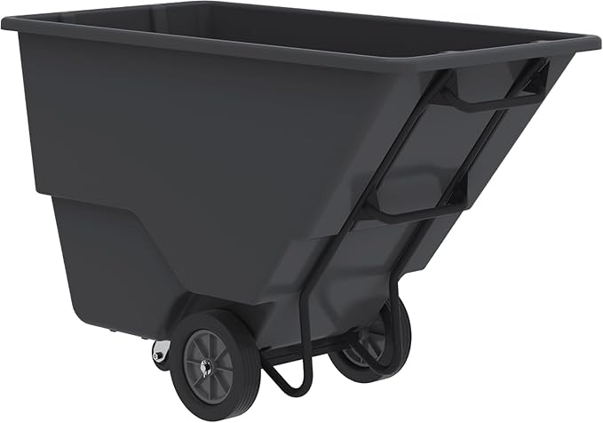 Akro-Mils 77410BLACK Akro-Tilt Heavy-Duty 1.0 Cubic Yard Plastic Truck Utility Cart, Loads up to 600 lbs., 200 Gallon Capacity, Black