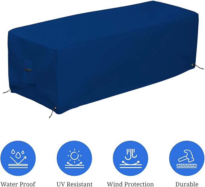 Covers & all Outdoor Rectangular Fire Pit Cover, Rectangle Heavy Duty18 Oz Waterproof UV & Weather Resistant, for Patio Lawn Garden Outside, Air Vents & Drawstrings (32"L x 22"W x 17"H, Blue)