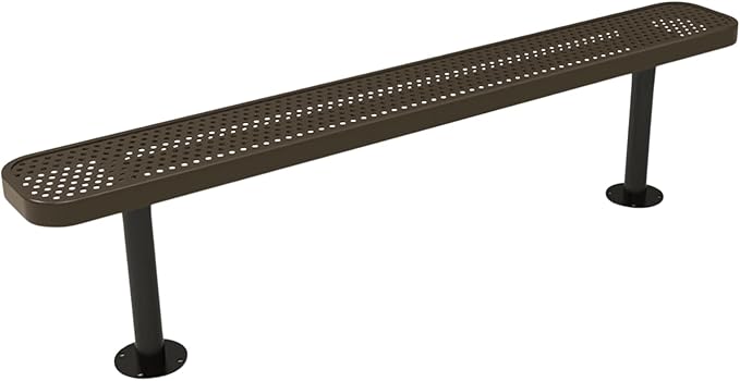COATEDOUTDOORFURNITURE Coated Outdoor Furniture Heavy-Duty Outdoor Bench Thermoplastic Coated, Punched Steel, Commercial-Grade Seating, Made in America (Surface Without Back, 6 Ft, Textured Brown)