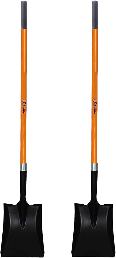 Ashman Heavy-Duty Transfer Shovel (2 Pack) with 47-Inch long Durable Handle and Blade- Ideal for Construction, Landscaping, Gardening, and Snow Removal- Durable, Rust-Resistant, and Multipurpose Scoop