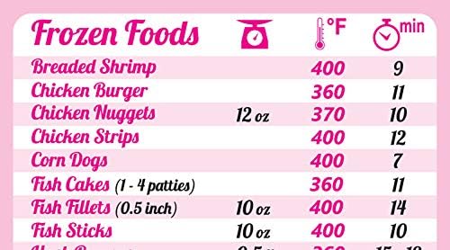 Must-Have Air Fryer Accessories Air Fryer Cooking Times All-In-One Magnet Accurate Instant Guide Big Text Easy To Read Healthy Handy Quick Cheat Sheet Chart 8”x11” Kitchen Gift Recipe Cookbooks - Pink