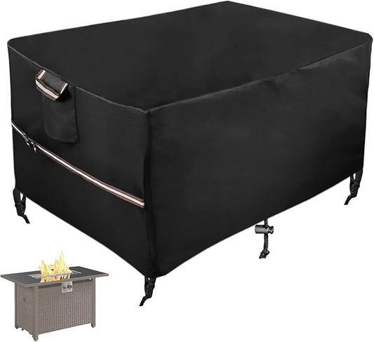 44 x 28 Inch Rectangular Fire Pit Cover for 40-44 Inch Outdoor Gas Fire pit tables, Waterproof 600D Heavy Duty Patio Firepit Table Cover UV Resistance, Black