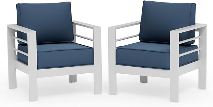 UDPATIO Patio Sofa Aluminum Patio Furniture Chair, Thickness 5" Cushion Outdoor Seating Set for Balcony(Include Waterprroof Cover)