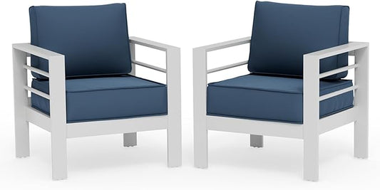 UDPATIO Patio Sofa Aluminum Patio Furniture Chair, Thickness 5" Cushion Outdoor Seating Set for Balcony(Include Waterprroof Cover)