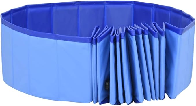 Foldable Dog Swimming Pool, Foldable Pet Swimming Pool, Portable Dog Pool, Bath Pool Collapsible Dog Pet Pool Bathing Tub, 118.1"x15.7" PVC Blue