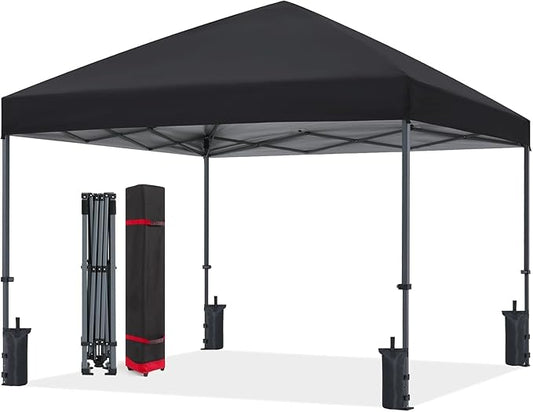 ABCCANOPY Pop Up Canopy - Outdoor Patio Portable Canopy Tent Heavy Duty for Backyard and Deck with 4 Sandbags(Black, 8x8)