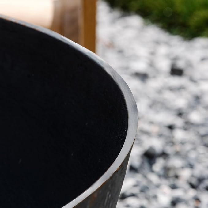 Ash & Ember 42" Hemisphere Fire Pit, Wood Burning Outdoor Fire Bowl, Raw Cast Iron Patina, Half-Sphere Outside Fireplace with Flanged Edge and Stable Base