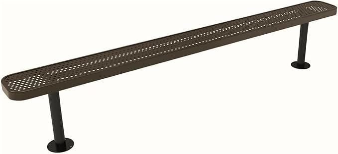 COATEDOUTDOORFURNITURE Coated Outdoor Furniture Heavy-Duty Outdoor Bench Thermoplastic Coated, Punched Steel, Commercial-Grade Seating, Made in America (Surface Without Back, 8 Ft, Textured Brown)