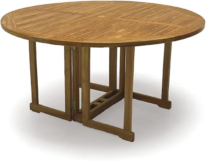 7 Piece Indoneisan Grade A Teak Outdoor Folding Dining Set. Patio Dining Set with One 59" Round Folding Round Table and 6 Folding Side Chairs