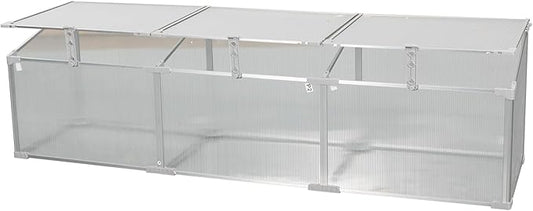 6×1.6 FT Polycarbonate Mini Greenhouse for Outdoors Winter Use, Portable Raised Cold Frame Green House with Openable Top, Aluminum Frame Small Greenhouse for Herbs Flowers Vegetables, Silver