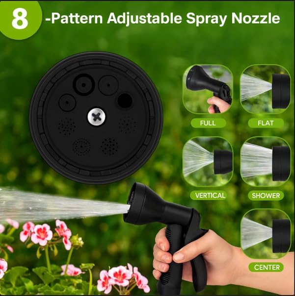 50ft Lightweight Non‑Expanding Garden Hose – Kink-Free, Leak‑Proof, Flexible Water Hose with Solid Metal Fittings – High Pressure, Easy Storage, Ideal for Lawn, Car Wash & Outdoor Use
