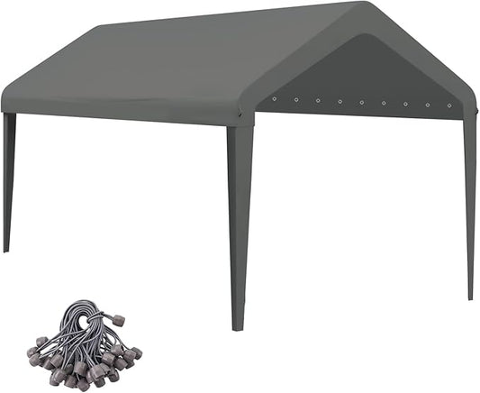 12x20 Canopy Replacement Cover, Carport Replacement Top Cover for 12' x 20' Frame, 800D Heavy Duty Waterproof & UV Protected Car Canopy with Ball Bungees (Frame is not Included) (Gray)