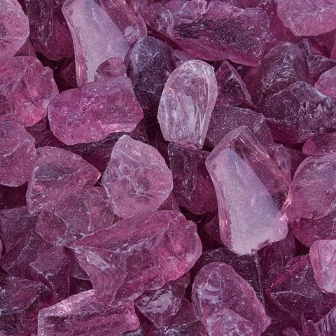 Fire Pit Glass - Fire Glass for Fire Pit - Firepit Glass Rock - Glass Stones - Fire Pit Glass Rocks - Gas & Propane Fire Pit & Fireplace Glass (50 Pound, Purple)