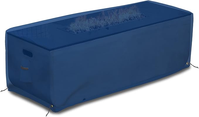 Covers & all Outdoor Rectangular Fire Pit Cover, Rectangle Heavy Duty18 Oz Waterproof UV & Weather Resistant, for Patio Lawn Garden Outside, Air Vents & Drawstrings (32"L x 22"W x 17"H, Blue)