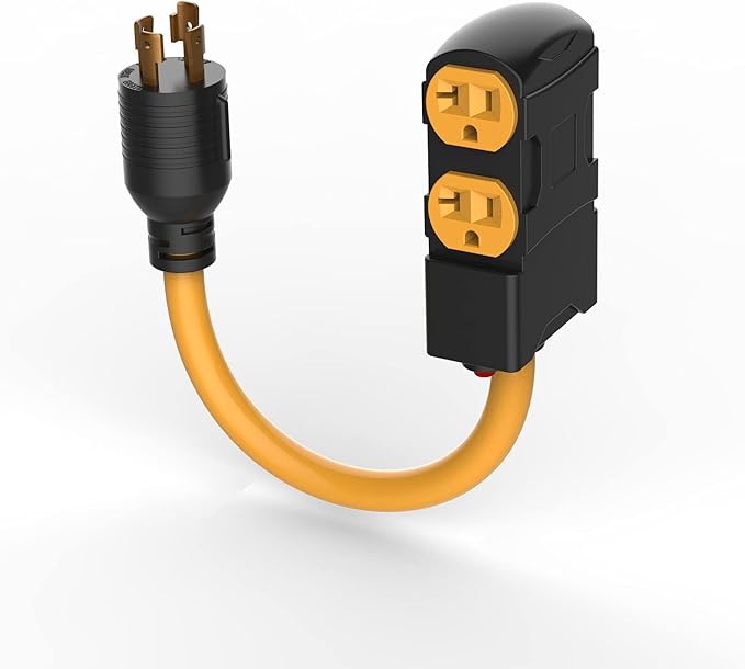 Yodotek 1.5Ft Generator Cord with Surge Protector Breaker,Heavy Duty Generator Locking Cord,NEMA L14-30P/Four 5-20R,4 Prong 10 Gauge Flexible Cable,Power Extension Cord, 30Amp 7500 Watts