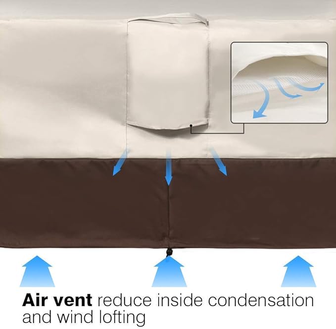 Vailge 2-Seater Heavy Duty Patio Bench Loveseat Cover, 100% Waterproof Outdoor Sofa Cover, Lawn Patio Furniture Covers with Air Vent, Small(Standard), Beige & Brown