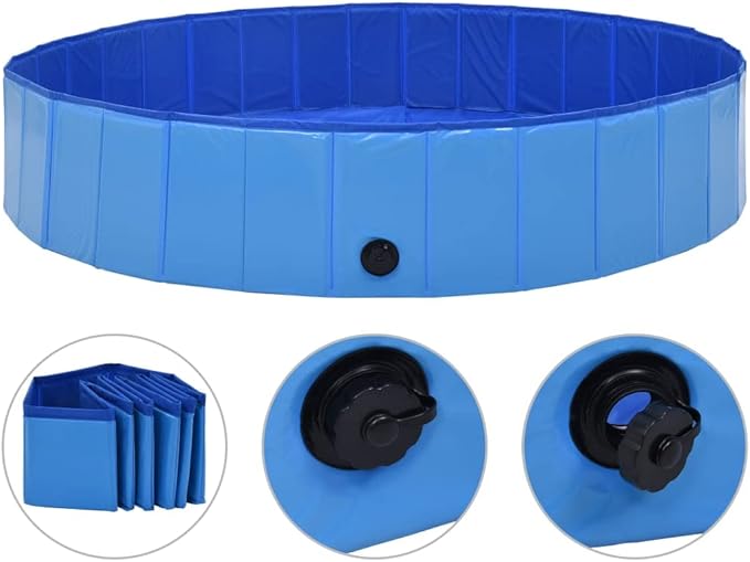 Foldable Dog Swimming Pool, Foldable Pet Swimming Pool, Portable Dog Pool, Bath Pool Collapsible Dog Pet Pool Bathing Tub, 63"x11.8" PVC Blue